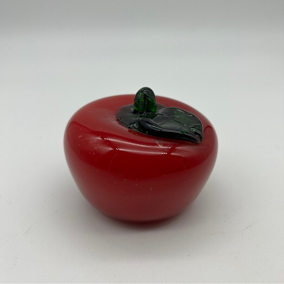 Red Apple Vintage Murano Style Art Glass Hand Blown Vegetable Fruit - Picture 4 of 9
